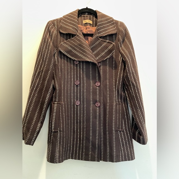 VINTAGE Stich Print Wool Coat from BYE - Picture 3 of 6